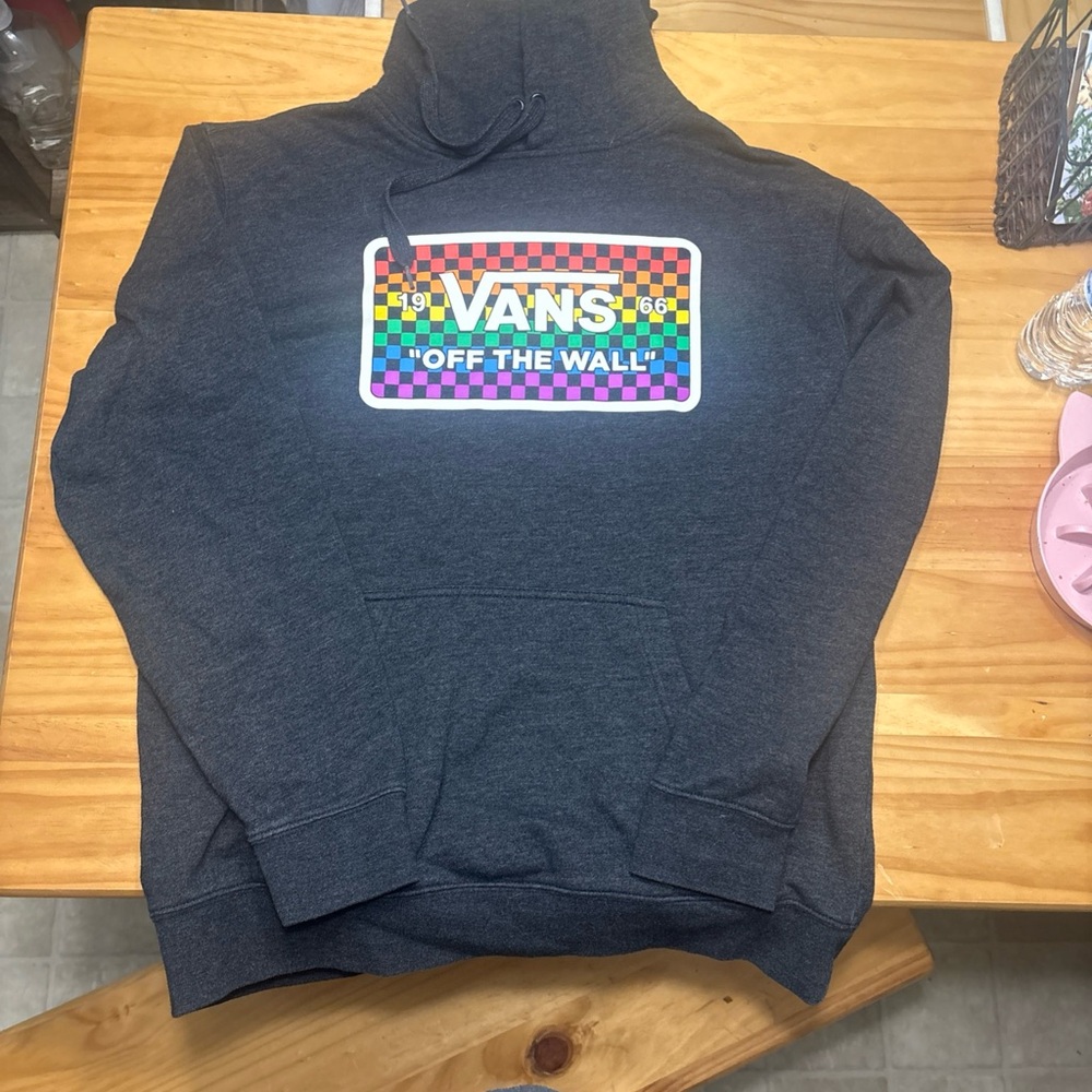 Vans Gray Hoodie with Multicolor Logo